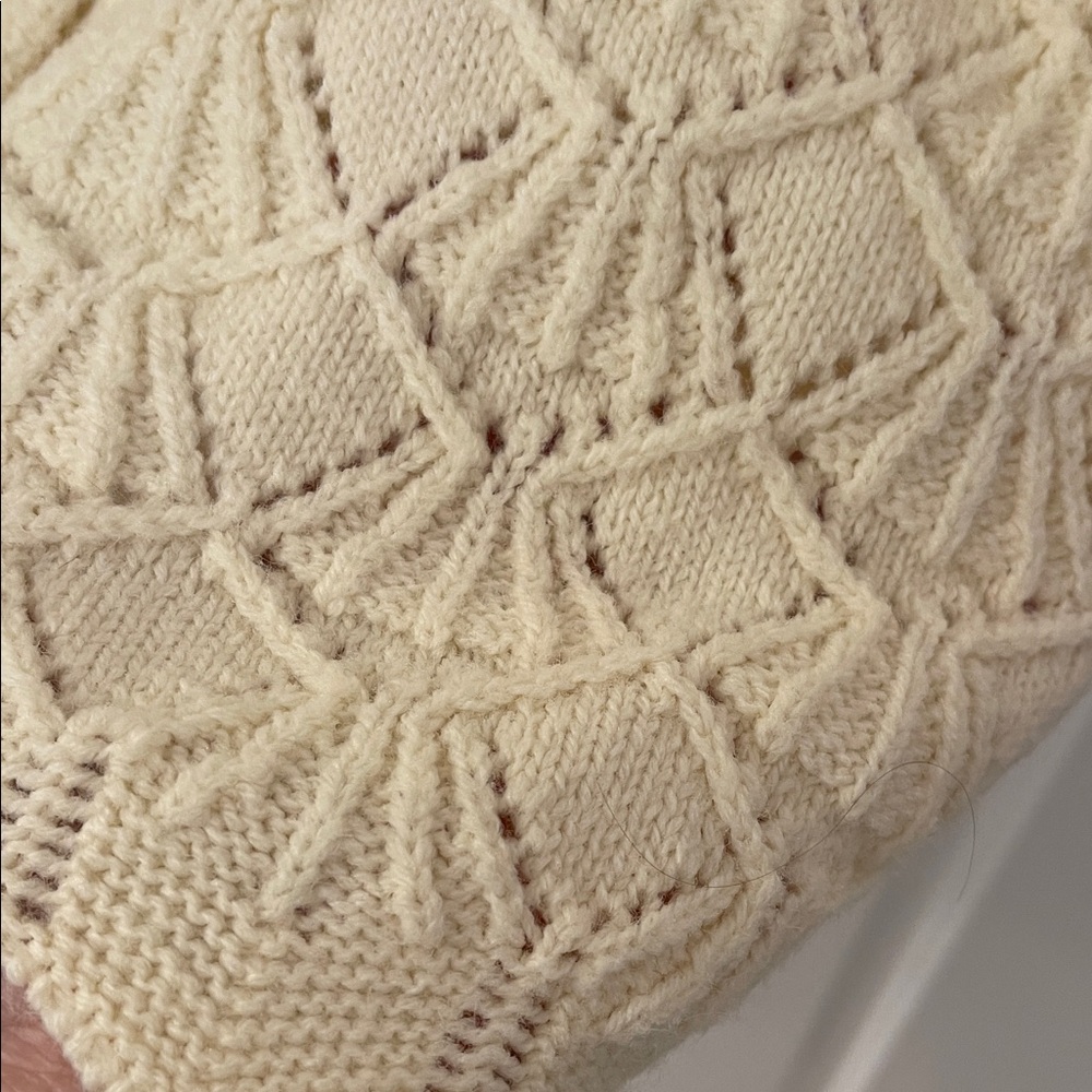 Vintage GrannyCore Cream Openwork Knit Button-Up Sweater Cardigan - Picture 6 of 10